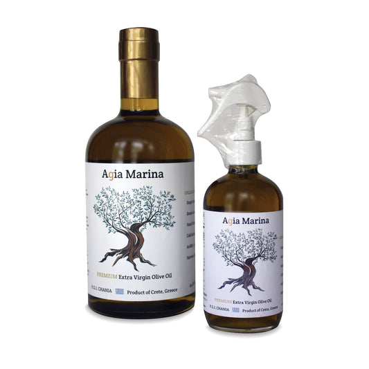 Agia Marina Extra Virgin Olive Oil (750ml) bottle and 8 oz Sprayer