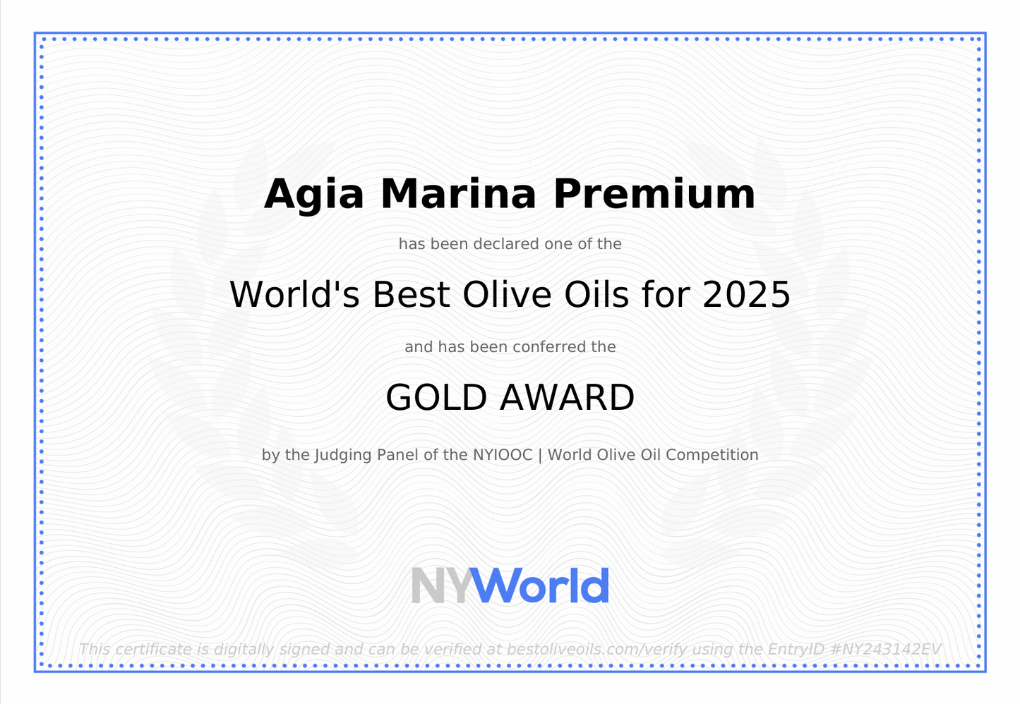 Agia Marina Extra Virgin Olive Oil  (750ml) bottle and  8 oz Sprayer